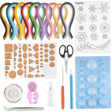 (As show, One size) 1Set DIY Paper Quilling Strips Set Craft Paper Tool Kit for Handmade Art Projects for Home School Professional Use for Beginners and Teachers
