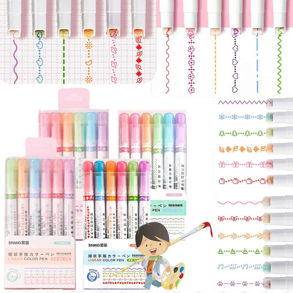 (As show, One size) Grace Grip Magic Border Pen,Magic Border Pen,  Magic Border Pens for Paper,RollerTip Design For Effortless Decorative Lines (24PCS-image-OPC-PHJYFSV-NEW