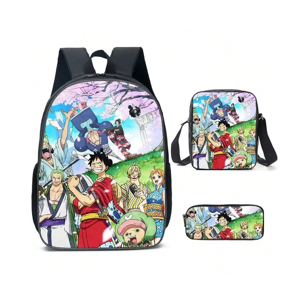 Gaatpot (3Pc-02) 3Pc-Set One Piece Luffy Schoolbag Recharged Backpack Student One Piece Backpack Boys Girls Anime Cartoon School Bag Mochila