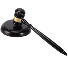 (As show, One size) Wooden judge's gavel auction hammer with sound block for attorney judge auction handwork