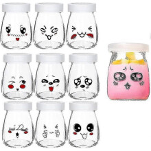 Set Of 10 Glass Yogurt Pots with Leakproof Lids Children's Yogurt Pot with Random Color5.29