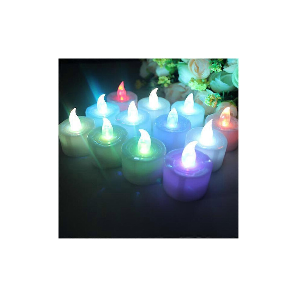 (LZ023-GN, One size) Battery Operated Creative Colorful LED Tea Light Candle Flickering Flashing Flameless Candles For Halloween Party Cosplay