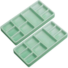 (As show, One size) 7 in Green Ceramic Watercolor Mixing Tray Set, Pack of 2, with Grid Design for Painting Ref: 3229