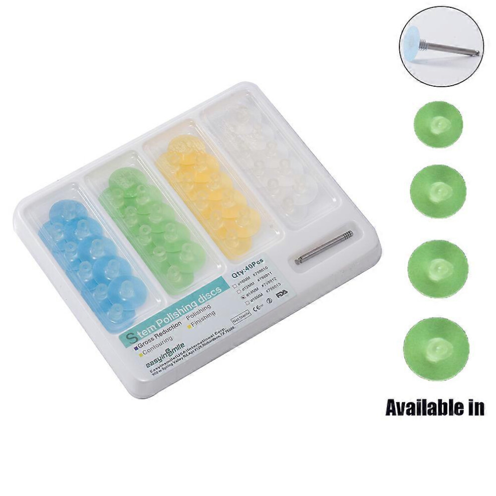 (As show, One size) 40pcs Easyinsmile Dental Polish Discs Gross Reduction Contouring Mandrel Stripes Set Composite Finish Metal Bush Kit 10 12 14