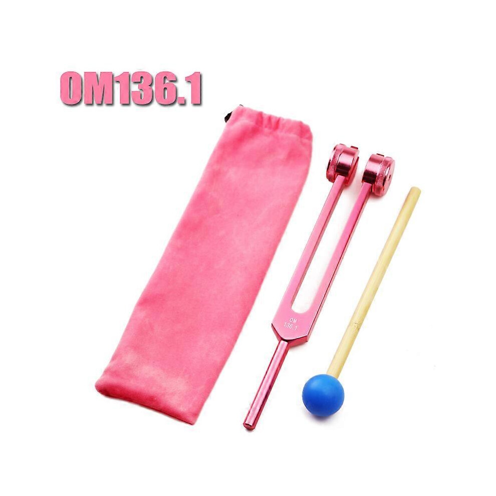 (As show, One size) Pink OM136.1 Tuning Fork Yoga 136.1C Chakra Reflex Hammer Body Muscle Relaxation Spiritual Healing Sound 136.1Hz Vibration Tool