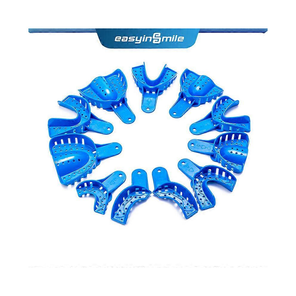 (As show, One size) 12pcs/bag EASYINSMILE Dental Impression Trays Perforated Plastic Upper/Lower S/M/L/XL Dental Lab Tools