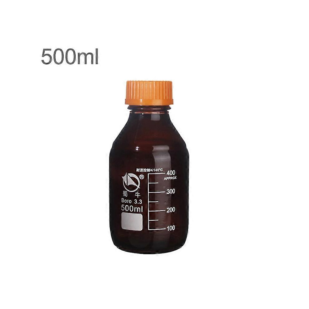 (As show, One size) 100ml 250ml 500ml 1000ml Boro Laboratory Sample Glass Threaded Reagent Bottle Screw Yellow Cap Amber Brown Refillable Bottles