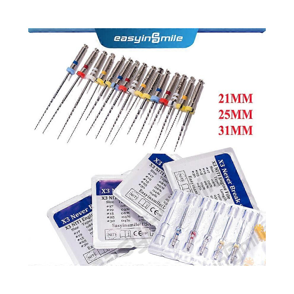 (As show, One size) 5packs Dental Endodontic Files Rotary X3 NITI Dental Engine Files Easyinsmile Never Break Endo Files