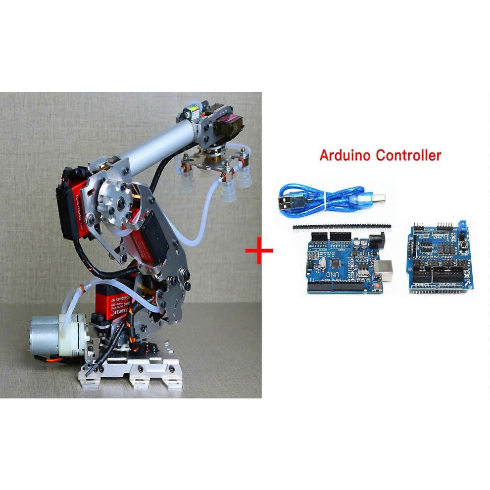 (With servos, One size) 7 Dof Manipulator Robot Arm with Large Suction Air Pump for Arduino Robot Multi-Dof Mindustrial Robotic Model 6-Axis Robot Arm