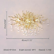 (As show, One size) Luxury LED Crystal Chandeliers Gold Modern Ceiling Hanging lamp lustre for Bedroom Kitchen Dining Living Pendant Lights Fixtures