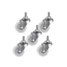 (As show, One size) Rubbered Trolley Wheels 5 inch Swivelor Set of 5, Office Chair Ppor Wheels Builtin Screw M6