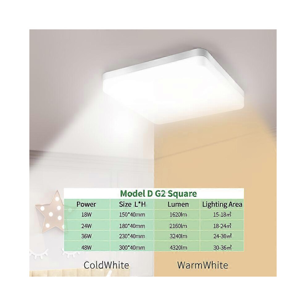 (As show, One size) OK-B Round LED Ceiling Lights 18W 24W 36W LED Surface Ceiling Square Light 85-265V Modern Ceiling Lamps For Decoration Home