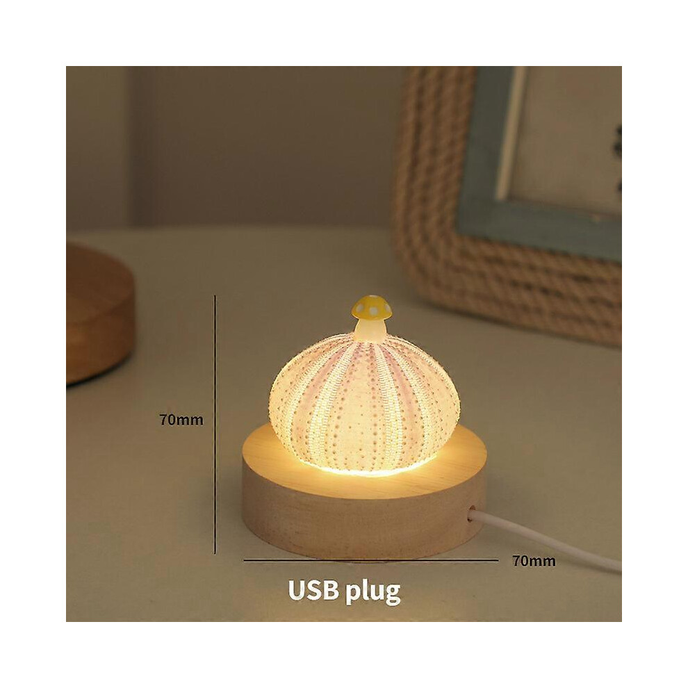(As show, One size) Creative LED Shell Mushroom Night Light Bedroom Bedside Decoration Table Lamp Birthday Gift Luminous Small Gift Ornament