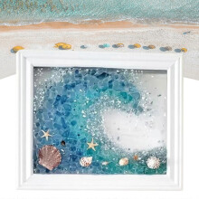 (As show, One size) Sea Glass Art Kits Resin Art Kits for Adults, DIY Mosaic Kits for Home Decoration, Bookshelf, Office, Windowsill (L)