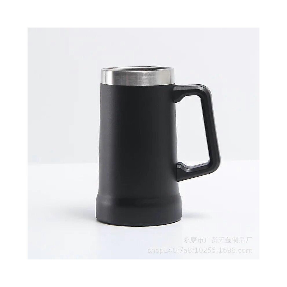 (Pink Beer mug, One size) Thermos Bottle for Beer Mug with Handle Vacuum Insulated Tainless Steel Cup Travel Outdoor Double Wall Tumbler Flasks Drinkw