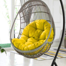 (120x80, Lemon Yellow 081) Swing Egg Chair Cushion Hangings Egg Chair Cushion 1 Seater Bench Cushion With Backrest For Indoor Outdoor Use(including