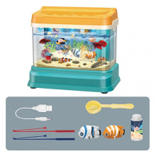 (2 pieces) Kids Electric Fish Tank Toy with Magnetic Fish Artificial Fishtank Aquarium Toy Birthday Gift