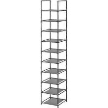 (10 layer - S) Shoe Rack, 8 Levels, (46 x 27 x 141 cm), Tall and Narrow Shoe Rack, Plastic, Vertical, Show Rack (8 Levels)