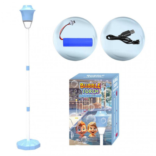 (Blue) Lights Up Lantern Bubble Machine Automatic Bubble Blower with Lights/Music for Birthday Party