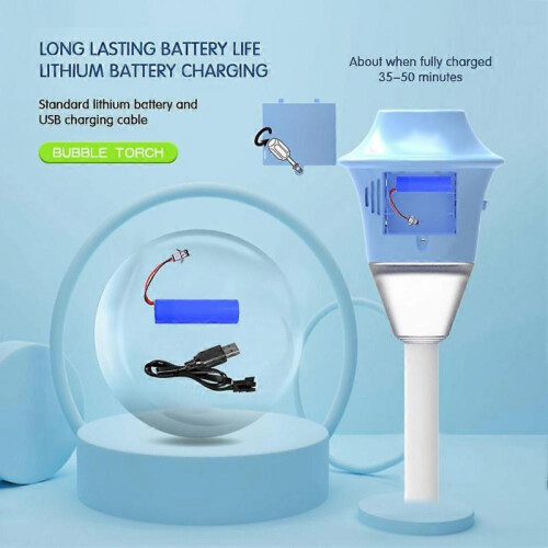 (Blue) Lights Up Lantern Bubble Machine Automatic Bubble Blower with Lights/Music for Birthday Party 2