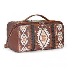 (Coffee) Multi-compartment Toiletry Cosmetics Bag Large Capacity Stylish Portable Makeup Storage Pouch for Business Travel Trips