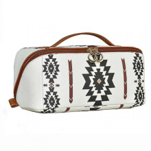 (White) Multi-compartment Toiletry Cosmetics Bag Large Capacity Stylish Portable Makeup Storage Pouch for Business Travel Trips