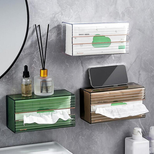 Wall Mounted Tissue Storage Box Transparent Waterproof Tissue Organizer 1