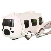 (White) Cute Bus Water Bottle for Kids, 500ml, BPA-Free, Spill-Free Straw, Ideal for School & Outdoor Activities