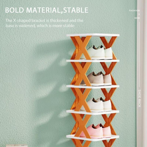 (Three Layers) Plastic Shoe Rack Stackable DIY Free Combination Tiered Shoe Organiser for Entrance Hallway 2