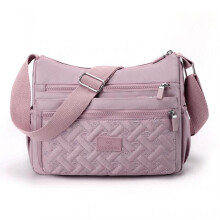 (Light Purple) Nylon Shoulder Messenger Bag Lightweight Portable Shoulder Bag for Women