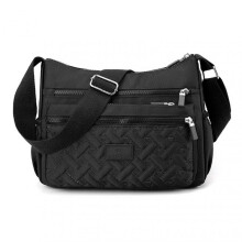 (Black) Nylon Shoulder Messenger Bag Lightweight Portable Shoulder Bag for Women