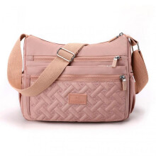 (Pink) Nylon Shoulder Messenger Bag Lightweight Portable Shoulder Bag for Women