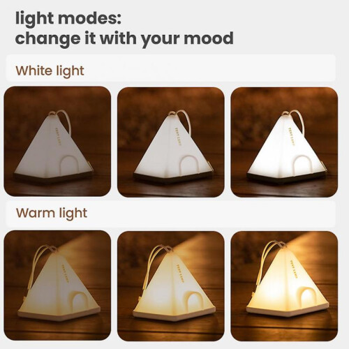 (White) Multifunctional Lovely Tent Night Light Multi Modes Lightweight Bedside Lamp for Home Camping Outdoor 2