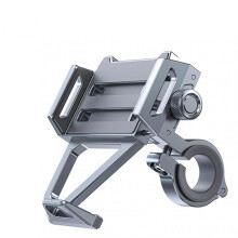(Grey) Bike Phone Mount Aluminum Alloy Phone Holder 360 Rotation Motorbike Handlebar Cell Phone Clamp
