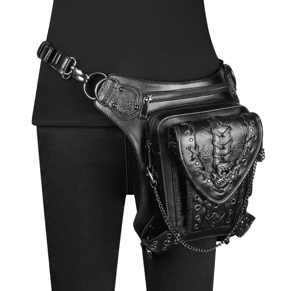 Gothic Skull Motorcycle Bag - Steampunk Chain Crossbody Pack Unisex