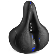 (Black Blue) Mountain Bike Saddle with Reflective Strips Comfortable Bike Saddle Replacement for MTBs Road Bike