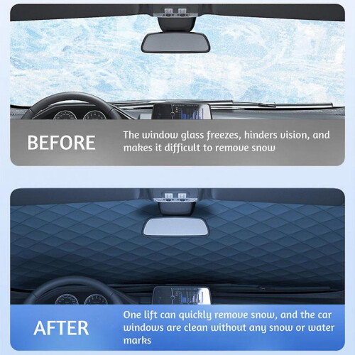 (Small) Windproof Car Front Windshield Side Mirrors Cover Easy Installation Window Snow Protector for Auto Van 2