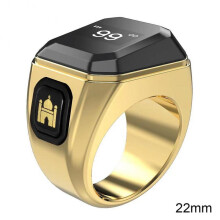 (22mm, Glod) Prayer Reminder Rings with Charging Case Portable Lightweight Azan Alarm Clock Birthday Gifts