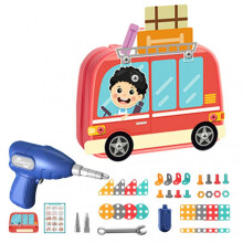 (Car) Kids Puzzle Toy with Plastic Electric Drill Durable Building Blocks Toys Kids Party Favor Toy