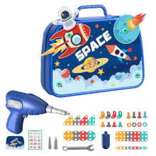 (Astronaut) Kids Puzzle Toy with Plastic Electric Drill Durable Building Blocks Toys Kids Party Favor Toy