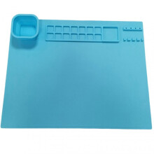 (Blue) Children's Silicone Painting Mat Washable Doodles Oil Painting Mat with Cleaning Cup Birthday Gift