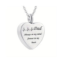 (Dad) Cremation Heart Jewellery Urn Necklace Pendent Ashes Locket Keepsake Funeral New