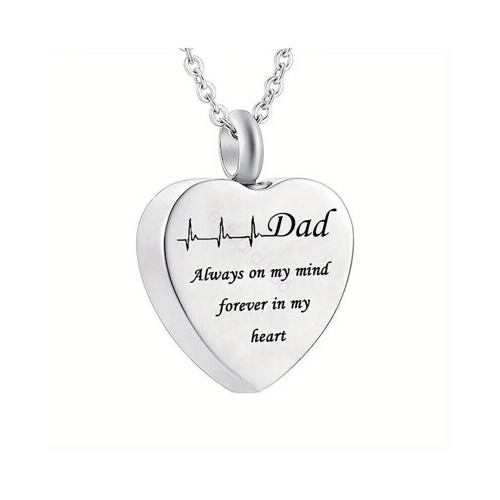 (Dad) Cremation Heart Jewellery Urn Necklace Pendent Ashes Locket Keepsake Funeral New