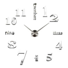 (As show, One size) Vintage Silver Metal Wall Clock Roman Style Clocks for Living Room