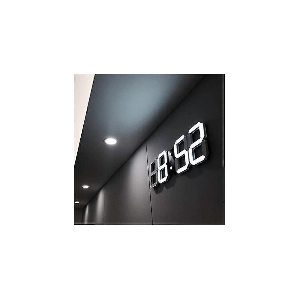(As Show, One Size) Led Digital Desktop Alarm Clock Wall Desk Timer Brightness Adjustable White Kikidex