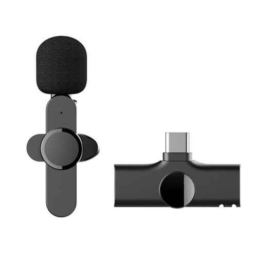 (2in1 Type c) Type C/Lighting Small Wireless Microphone with Clip Wide Compatible Plug-Play Mic for Phone Tablets Laptops 1