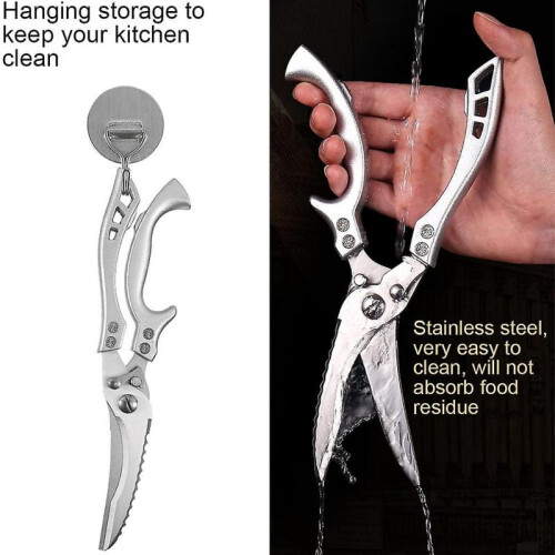 Stainless Steel Kitchen Scissors Heavy Duty Poultry Deboning Shears for Fish 2