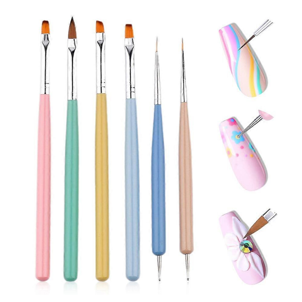 (As show, One size) Nail art brush set 6-piece nail tip-image-OPC-PHJYZYF-NEW
