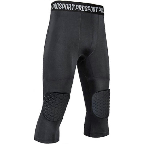 (As show, One size) Men's Padded Compression Pants Quick Drying Tight Protective