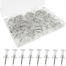 (As show, One size) Clear Push Pins,Plastic Head Thumb Tacks Map Push Pins for Wall Drawing Pinboard,Map Mark or Bulletin BoardClear(100PCS)
